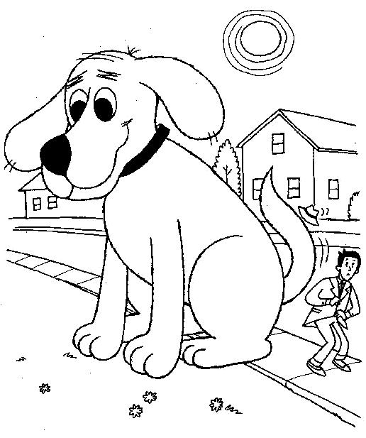 coloriage clifford sur le trottoir